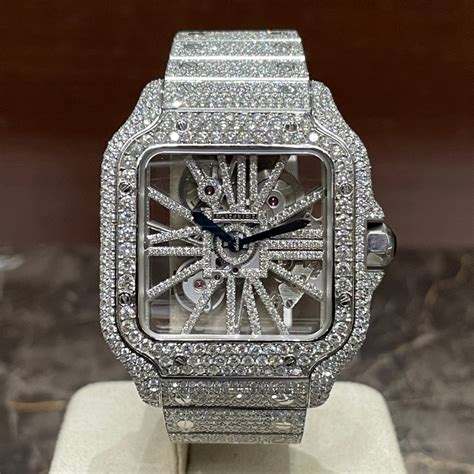 cartier skeleton iced out price|cartier iced out watch value.